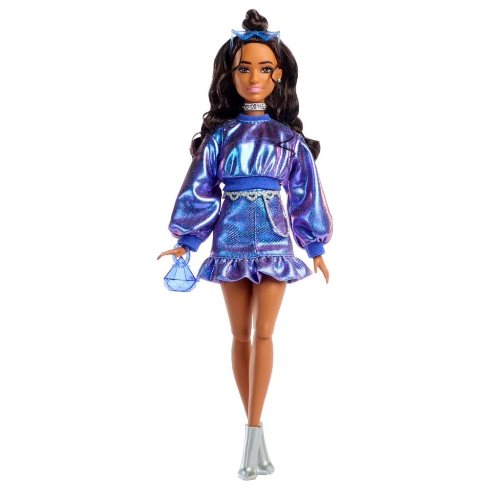 Mattel Barbie Fashionistas - Petite Brown Hair Blue Top Dress Ages 4+