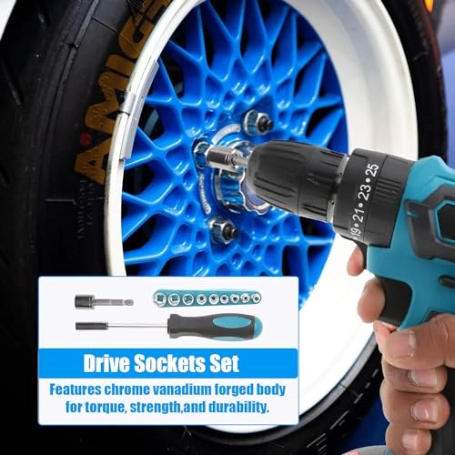 88V Brushless Cordless Electric Drill Set - 100 Newton Meters 2500 RPM