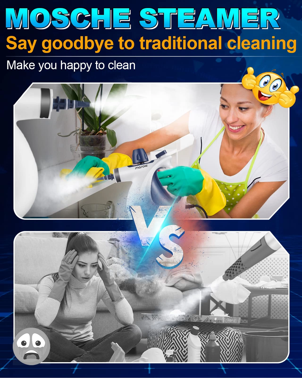 Handheld Pressurized Steam Cleaner Set
