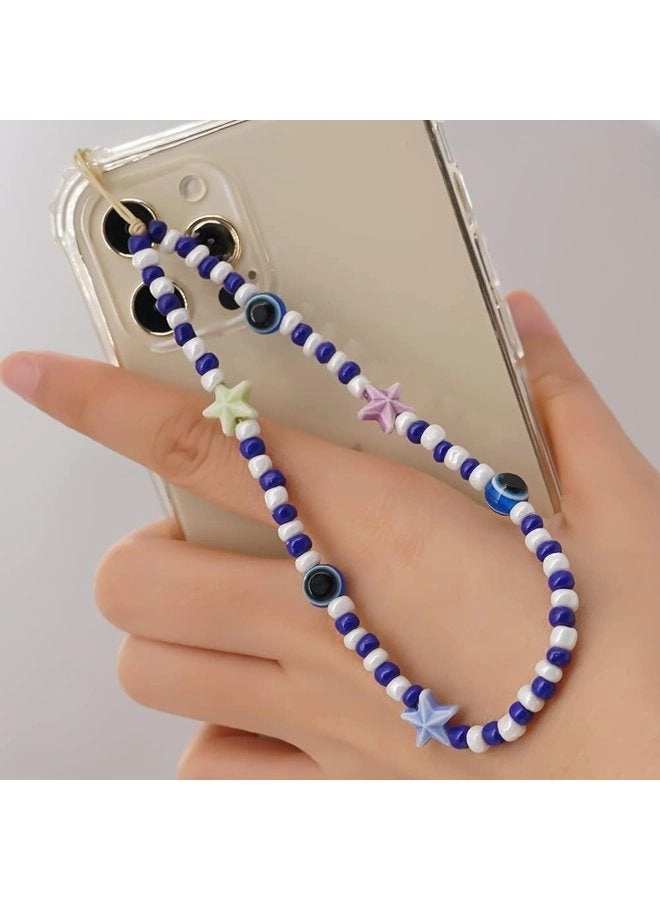 Beaded Phone Lanyard - Kawaii Smiley Rainbow Pearl