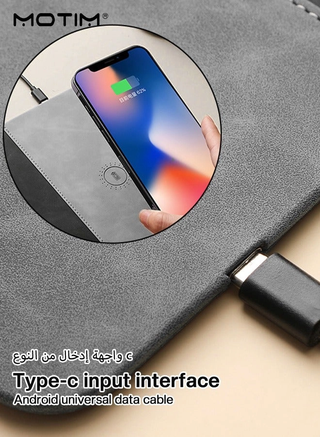 Wireless Charging PU Leather Gaming Mouse Pad - 30x22 cm