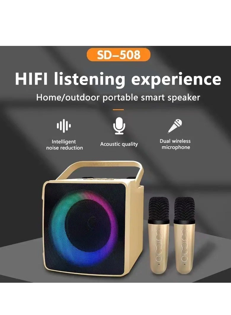 SD-508 - Mini Karaoke Bluetooth Speaker LED Lights Built-In Microphone