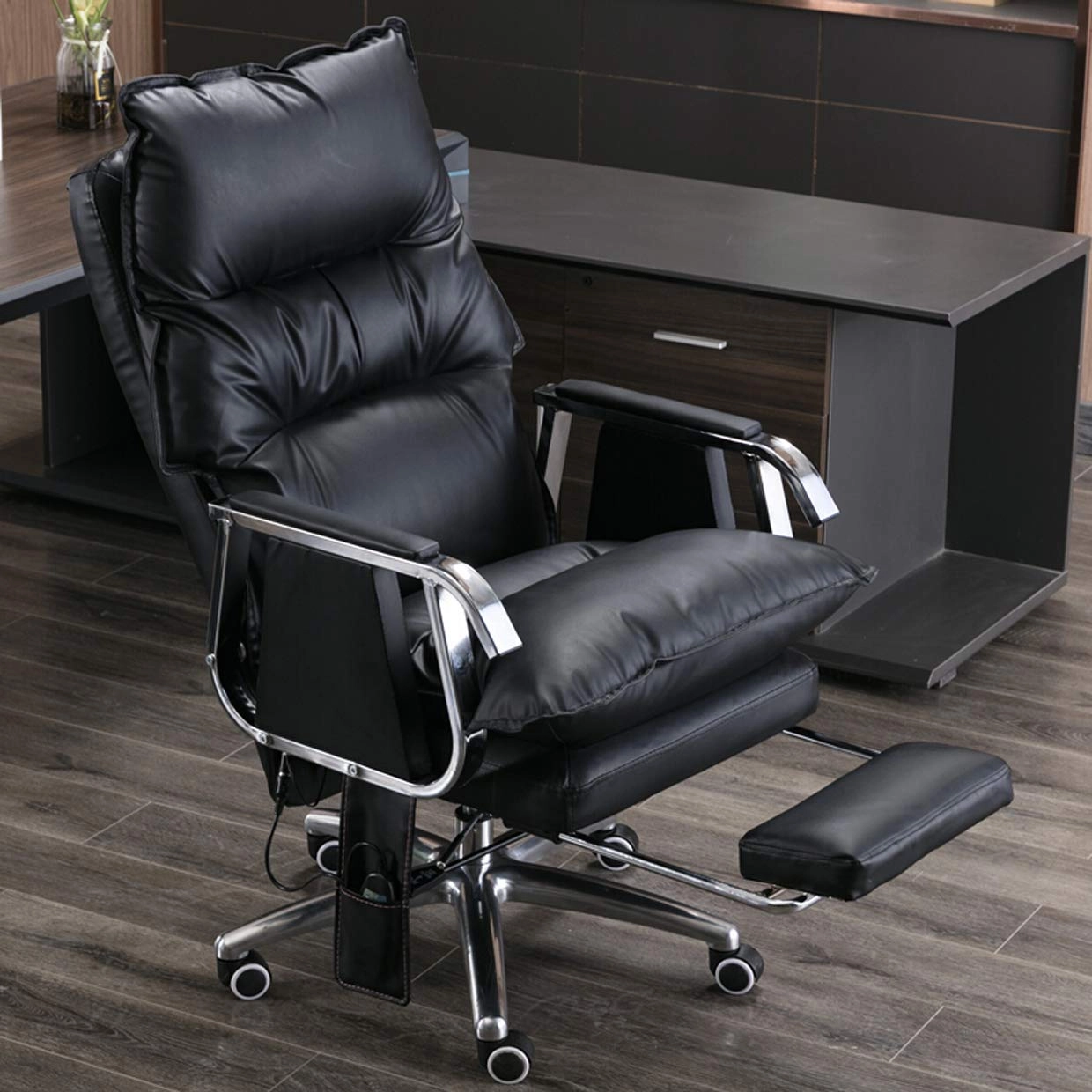 Desk Chair - PU Leather Brown High Back