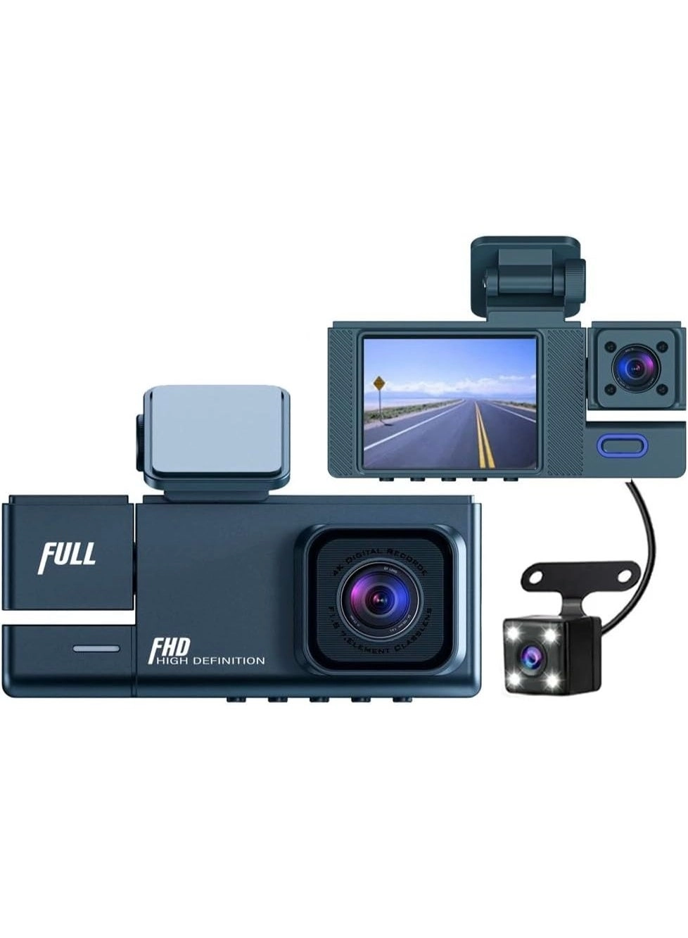 BlueFire 3 Cameras Dash Camera 1080P