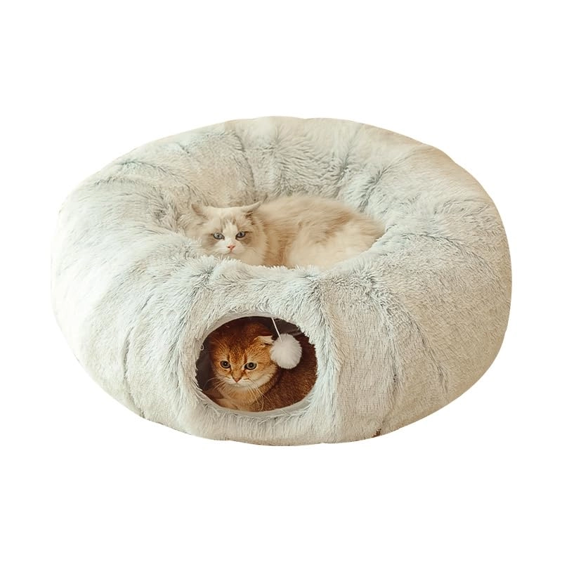 YCCYYCCY 2-in-1 Cat Tunnel and Bed - 36"W x 36"D x 11.5"H Polyester