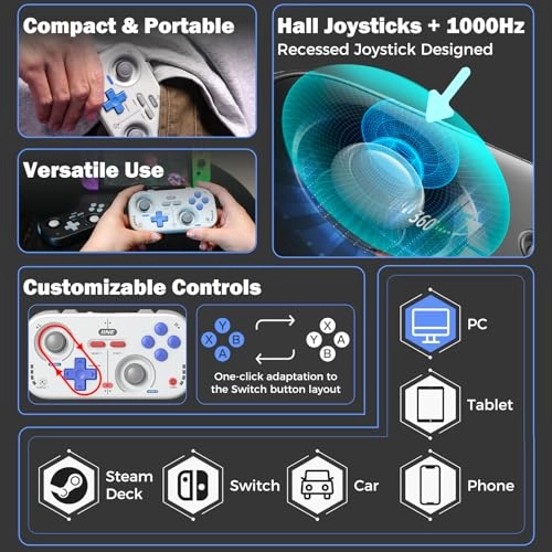Retro Pocket Wireless Game Controller - Grey