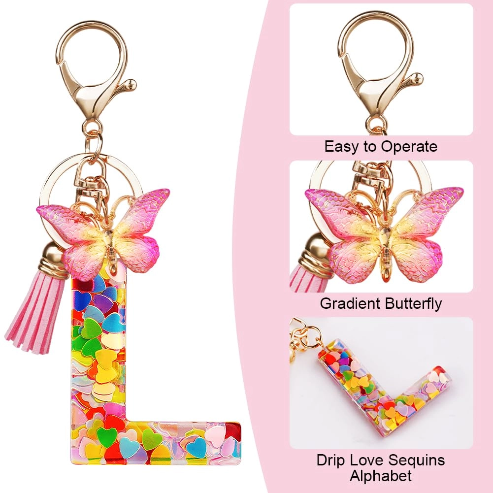 Initial Letter Keychain - Butterfly