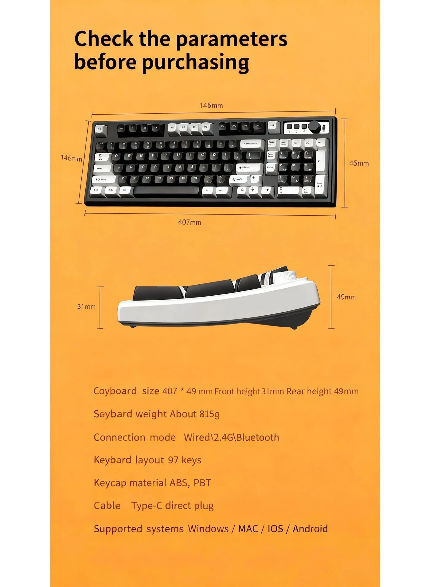 L1 Mechanical Feel Silent Keyboard - Wired/Wireless