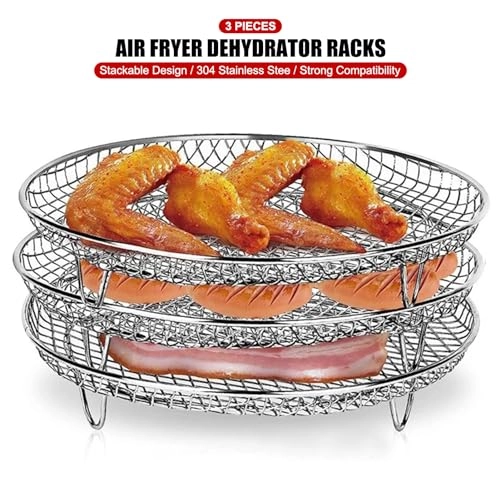 Stackable Air Fryer Rack - Stainless Steel 3-Piece