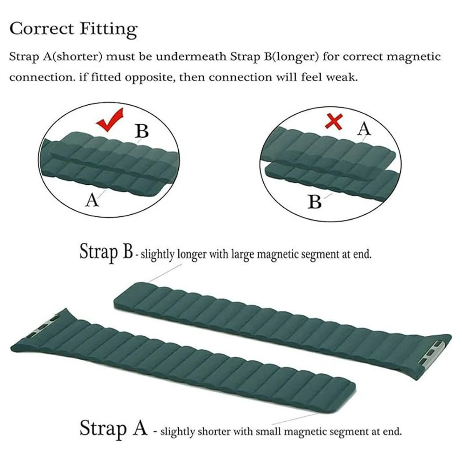 Leather Magnetic Link Watch Band for Apple Watch - 44/45mm