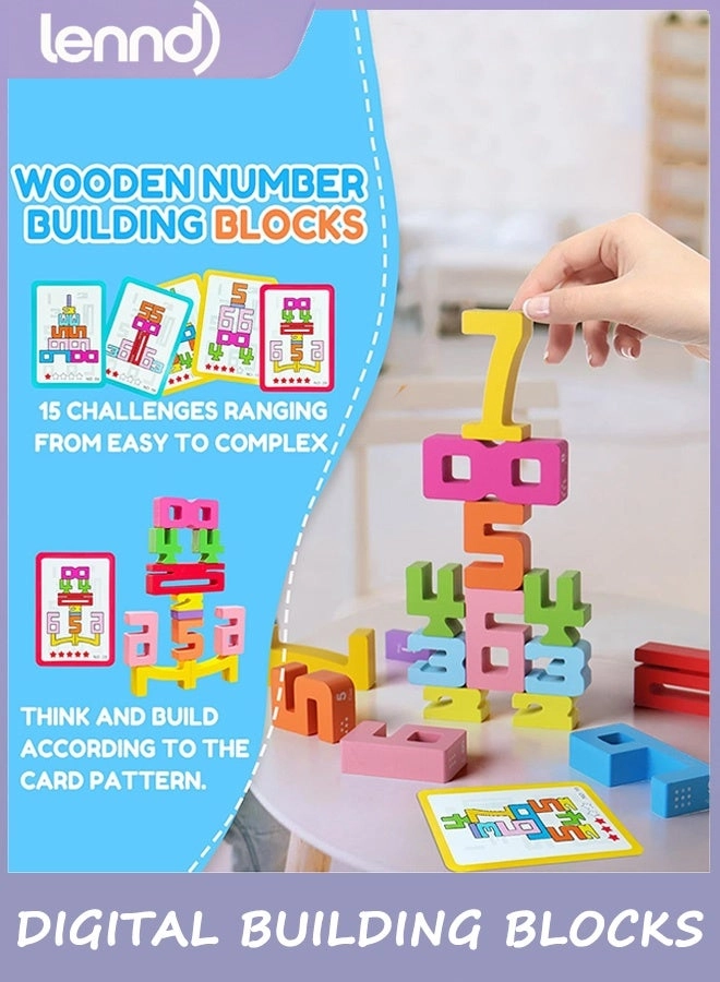 Wooden Number Building Blocks - 3+ Years Old 20 pieces
