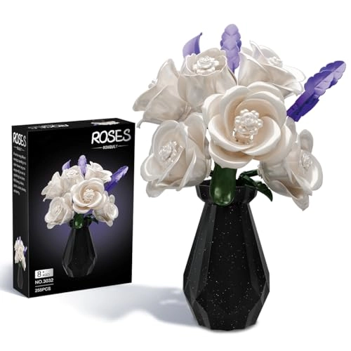 Rose Flower Building Blocks with Vase - Black Rose 255 pcs