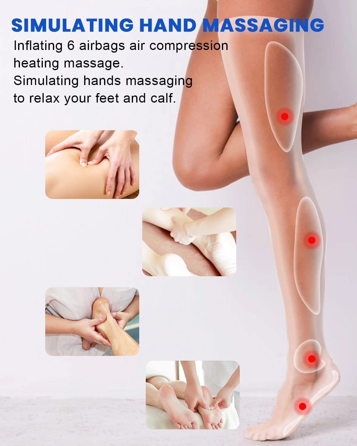 Leg Massager - Heat Air Compression 6 Modes 3 Intensities