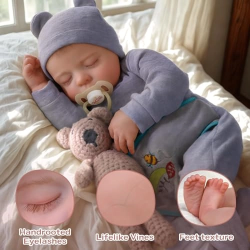Reborn Baby Doll - 17 Inches Vinyl Boy Closed-Eyes Ages 3+