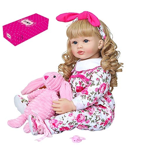 Reborn Baby Doll - 24 inch Silicone Vinyl + PP Cotton Pink Coat