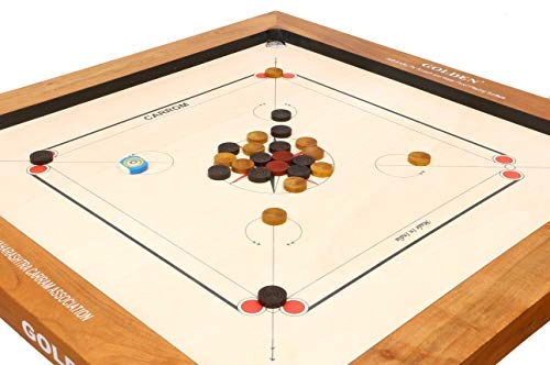 Golden Carrom Board - Full Size 8mm Coins Striker Cover