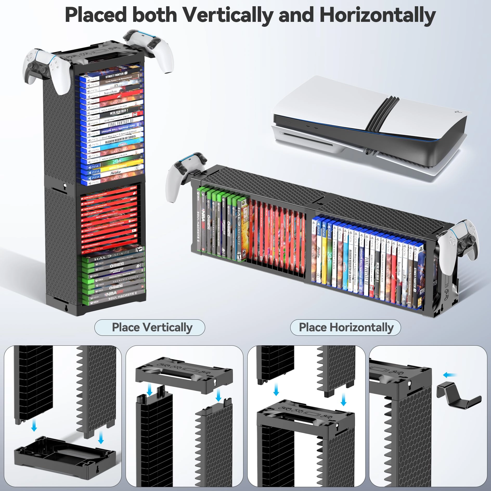 Video Game Storage Tower - 40 Games Controller Holder
