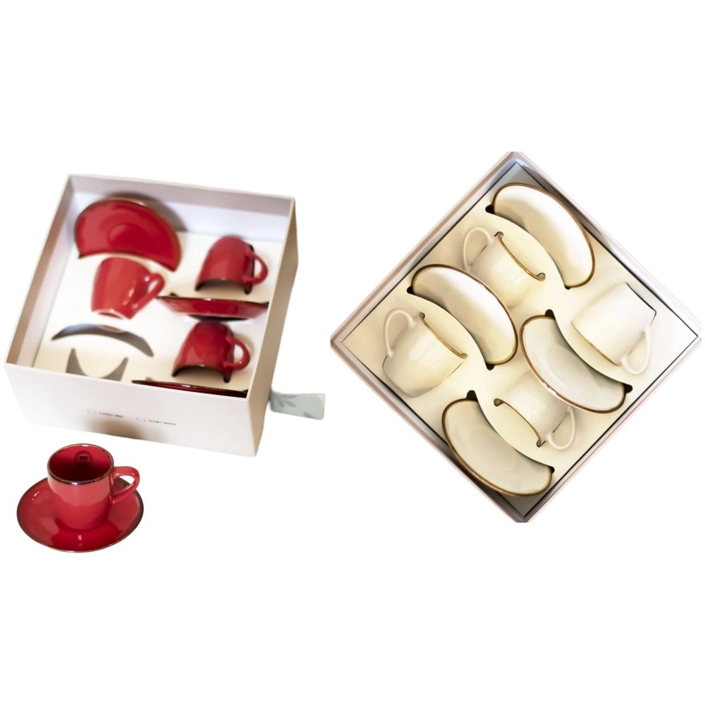 ROSE & TULIPANI Espresso Cup with Saucer - 4 pcs - Assorted Colors