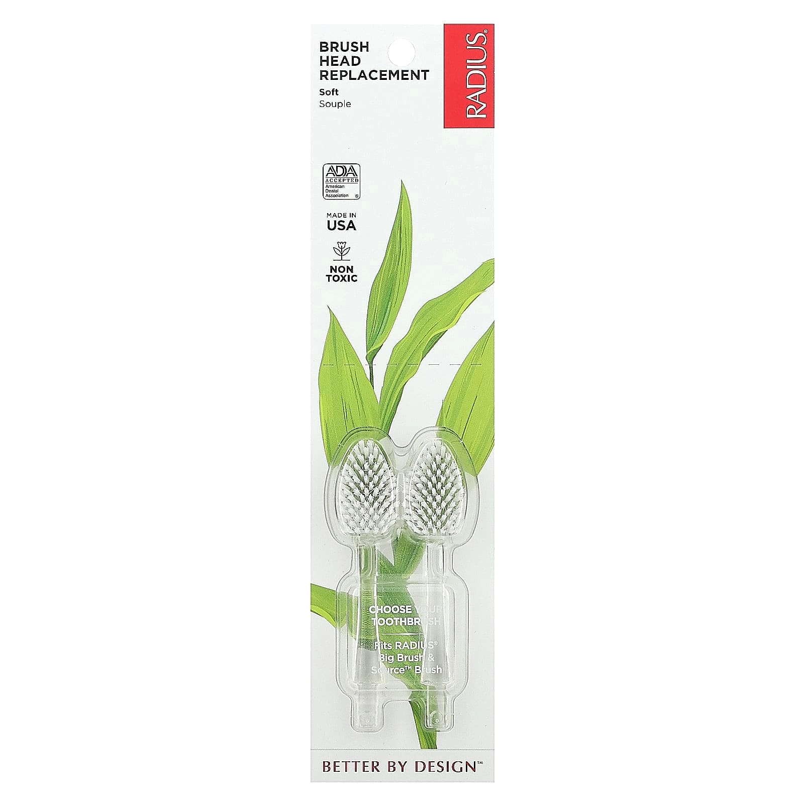 RADIUS Brush Head Replacement - Soft 2 Pack