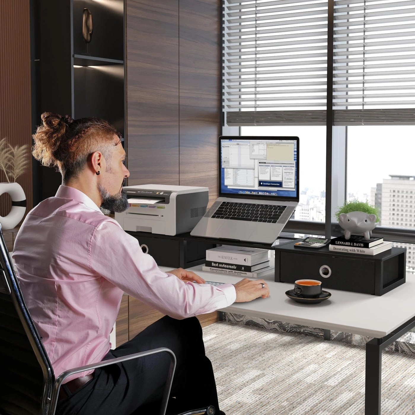 Monitor Stand Riser - Dual Wood and Steel