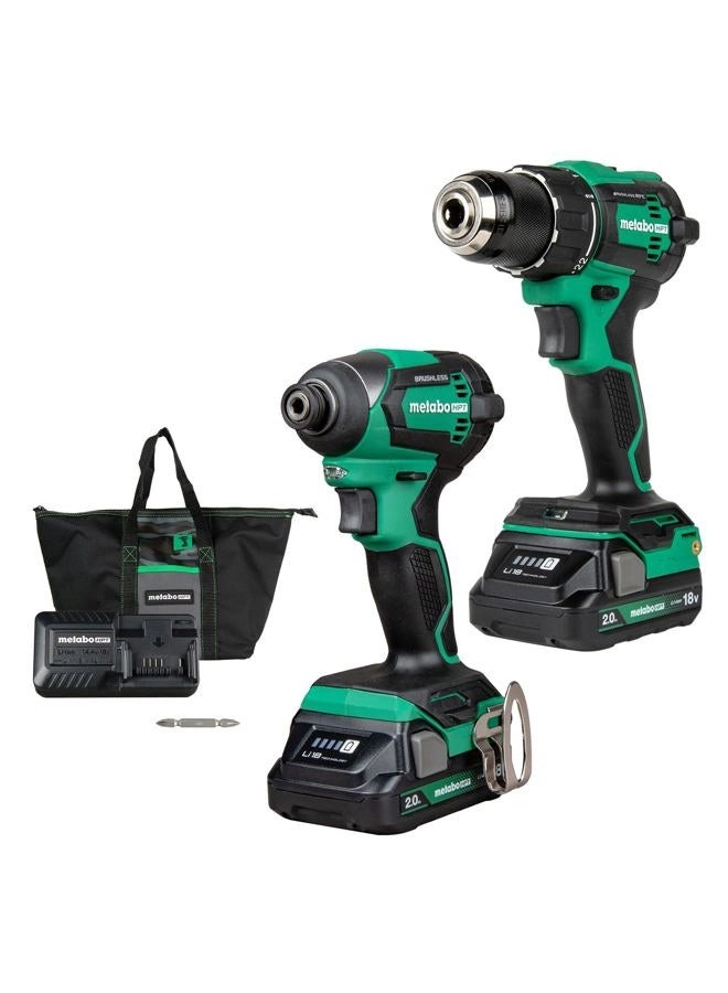 Metabo HPT Brushless Driver Drill - 2.0 Ah 18V + Impact Driver