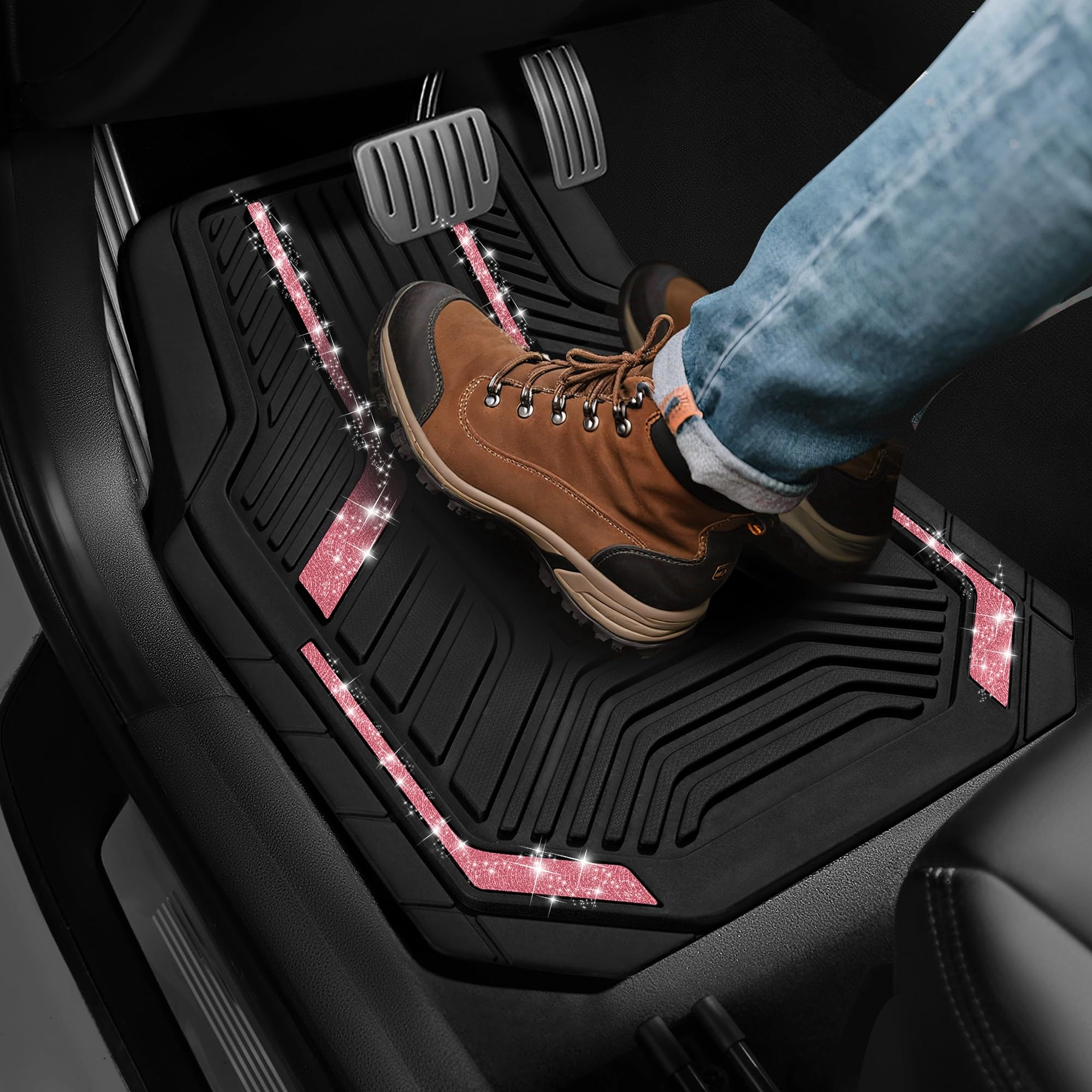 Heavy Duty Rubber Floor Mats - Pink Universal Fit