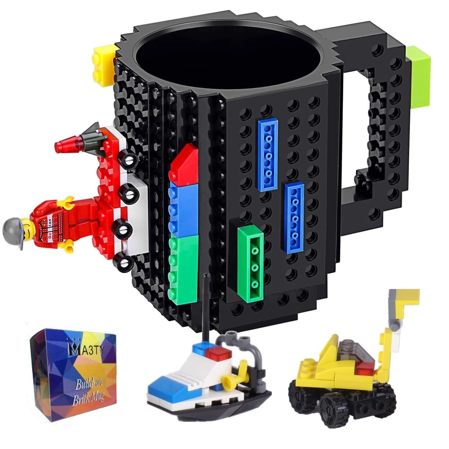 MA3TY Build-On Brick Plastic Mug - 3 Bags of Bricks 350 ml