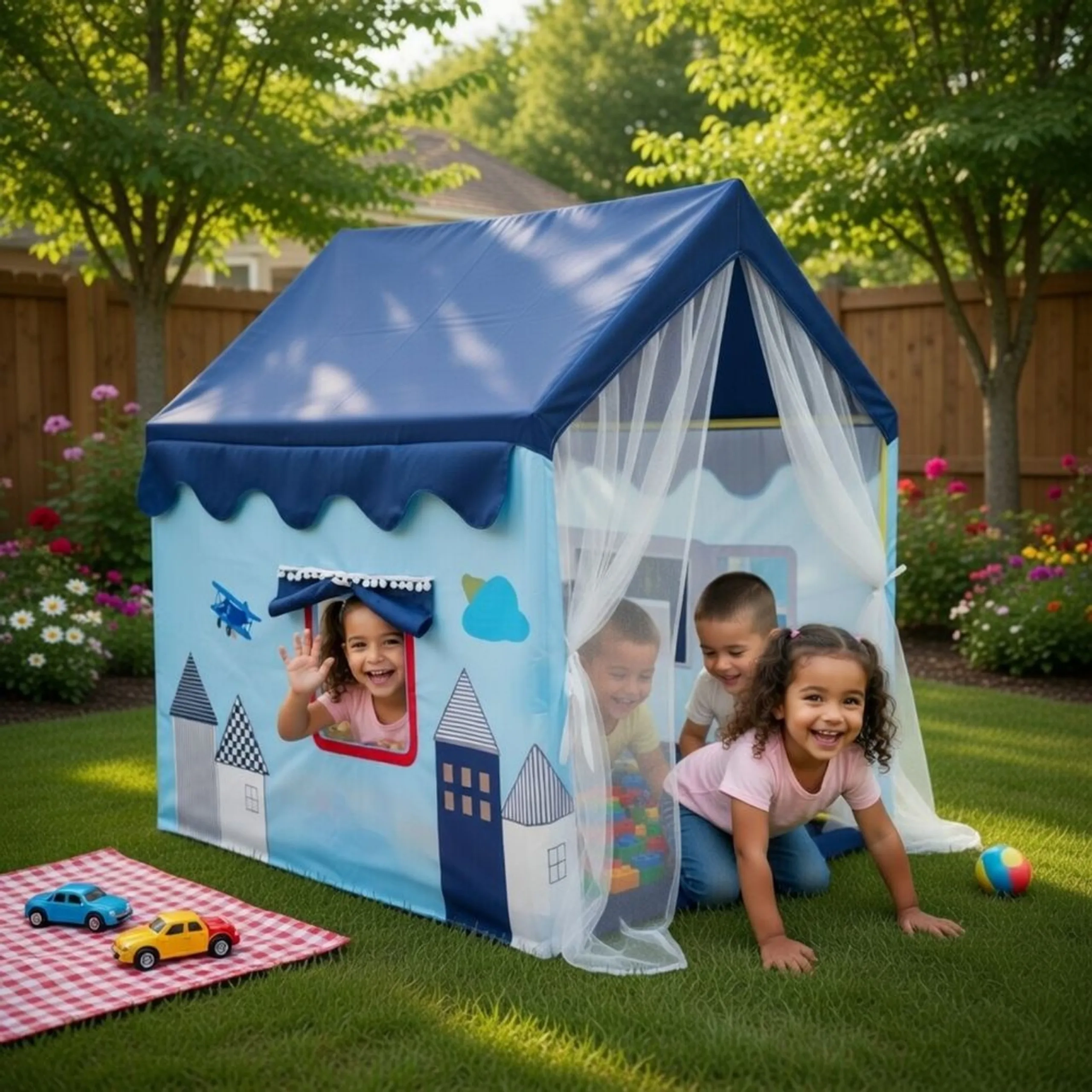 Kids Play Tent House With Curtains