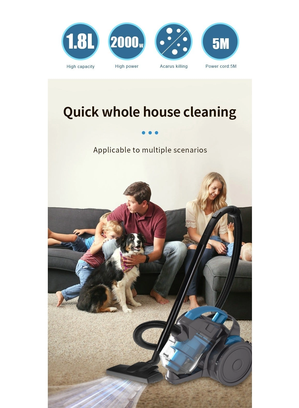 Multi-cyclonic Bagless Corded Canister Vacuum Cleaner (SK-3381)