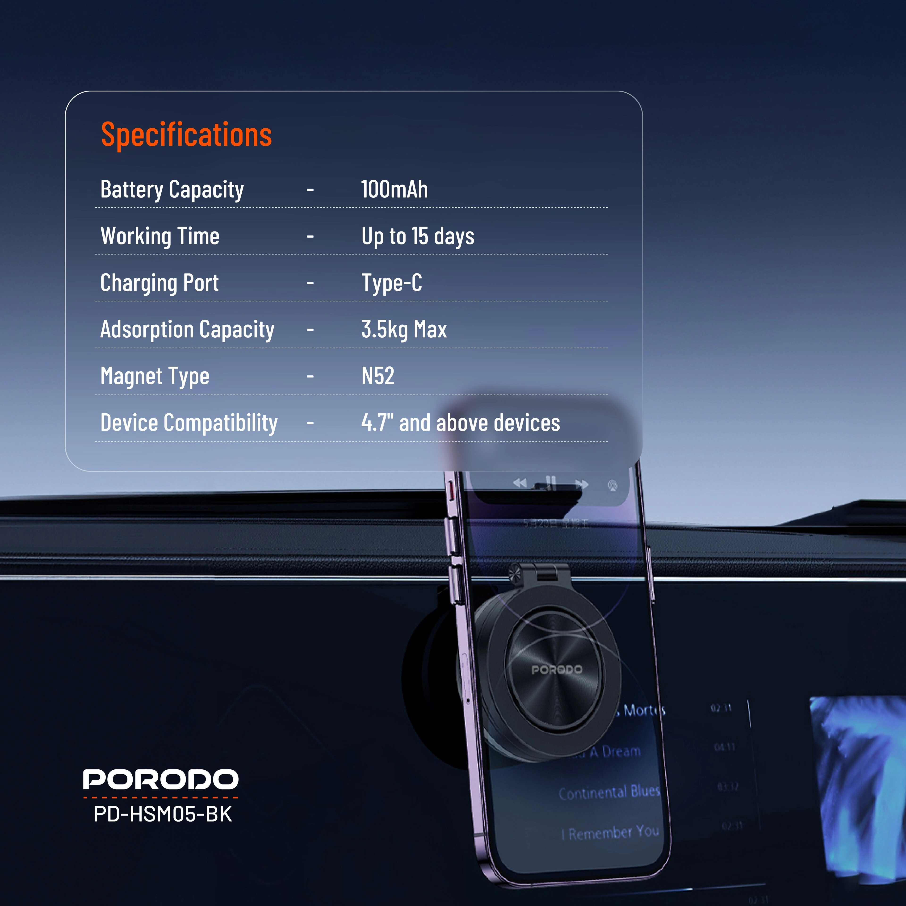 HS05 Vacuseal MagSafe Magnetic Mount - 360° Swivel 3.5kg Adsorption