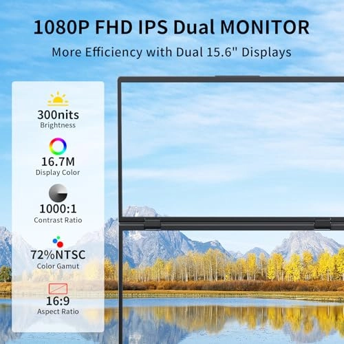 Laptop Screen Extender - 15.6" Dual Monitors USB C