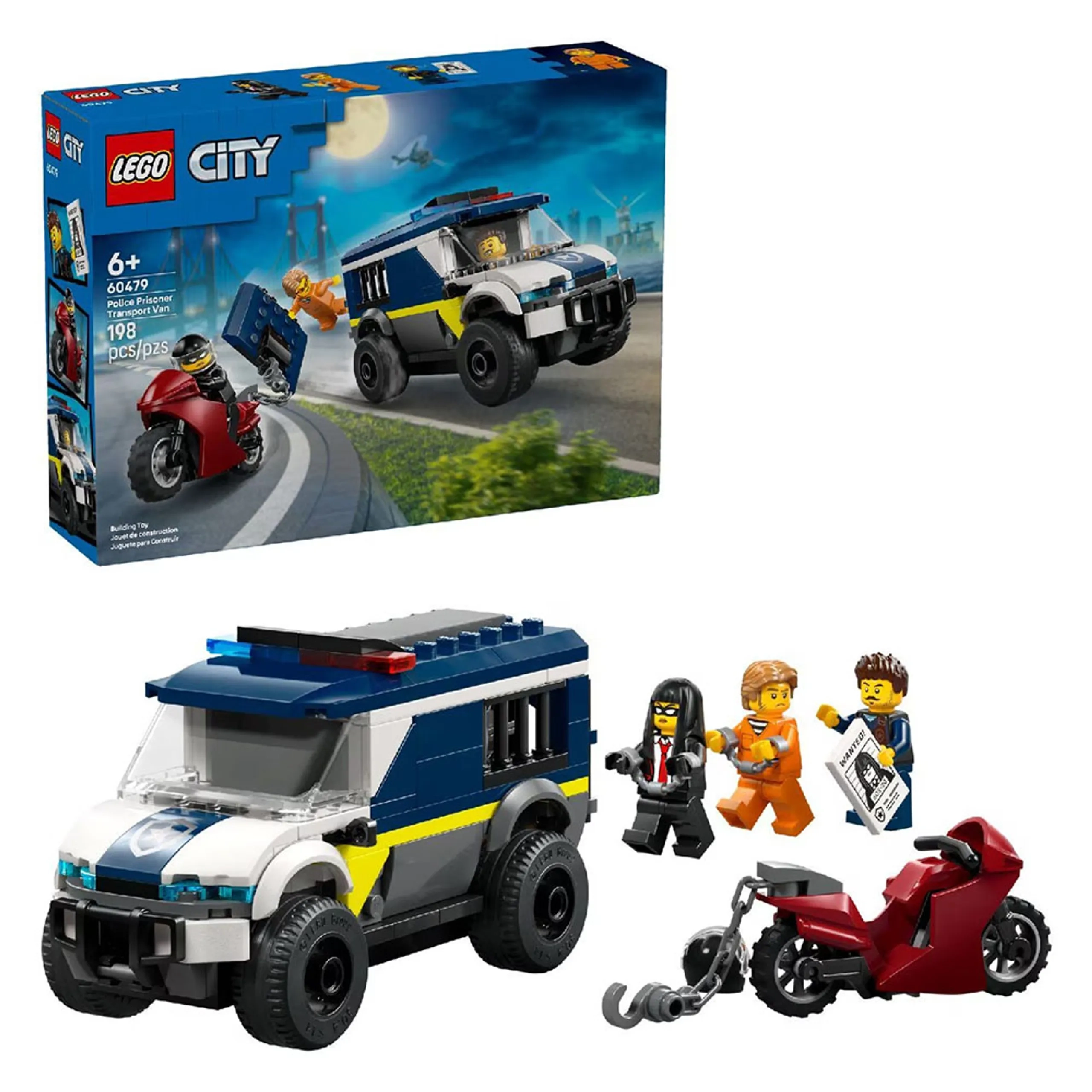 City Police Prisoner Transport Van (60479) - 3 Minifigures Motorbike