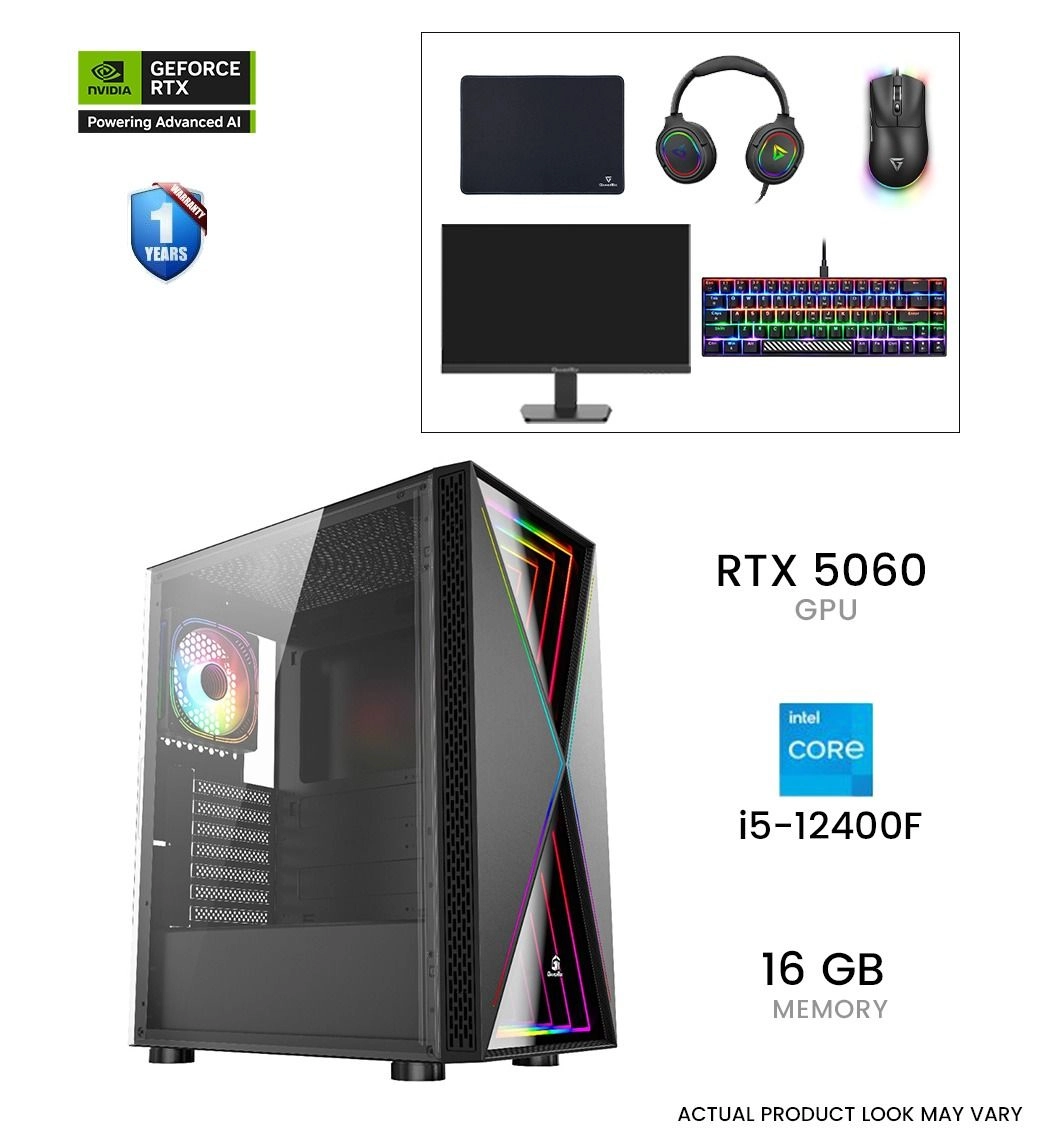 GamerTek Vega - i5-12400F 16GB 500GB + Reaper 24" FHD 240Hz + Alpha Pack