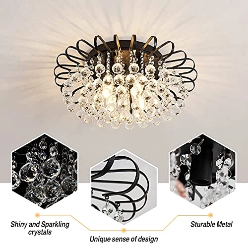 Crystal Floral Chandelier - 4-Light Modern Bronze