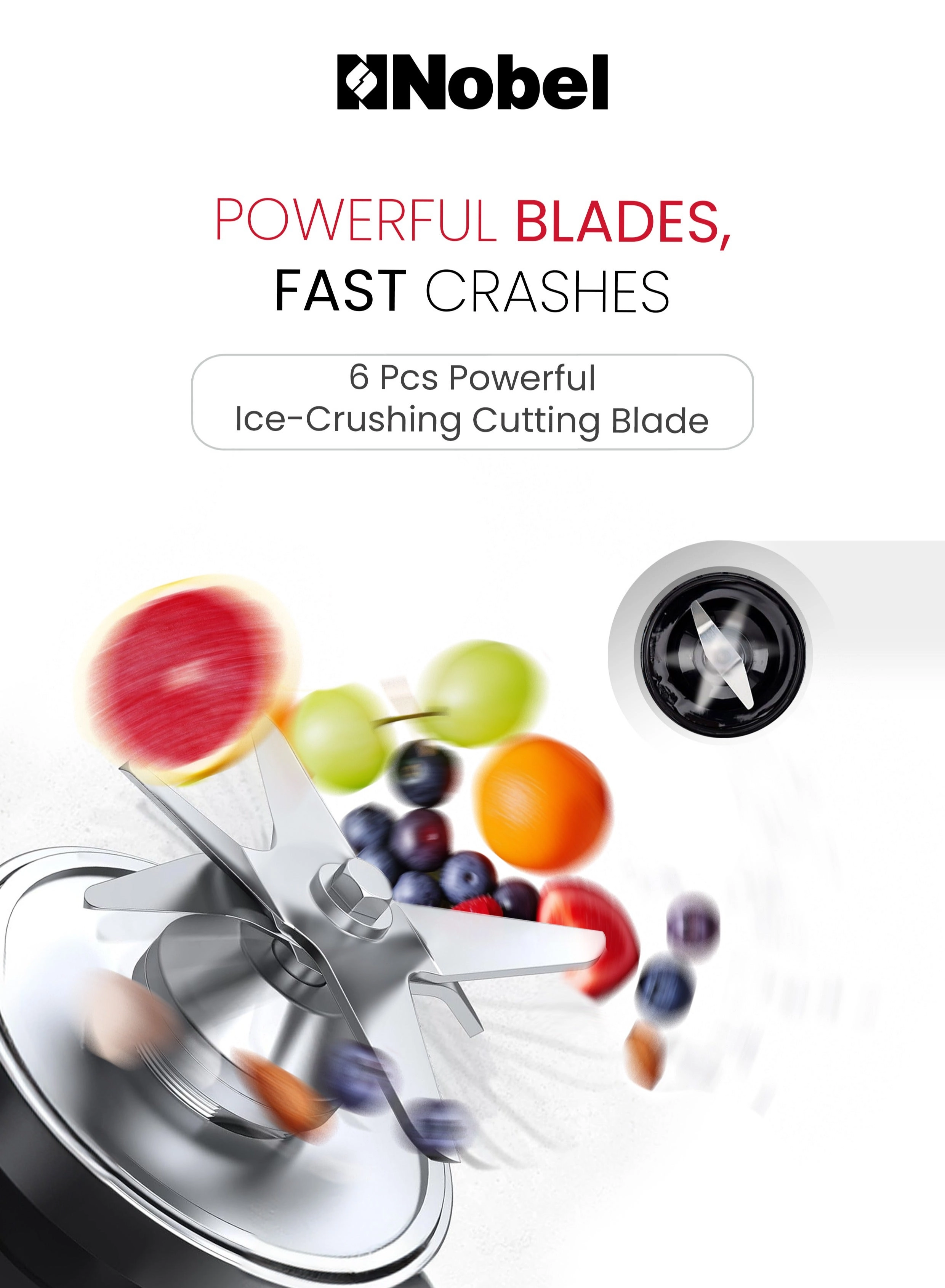 NB550C - 6-Blade Stainless Steel Variable Speed Easy-Clean Design