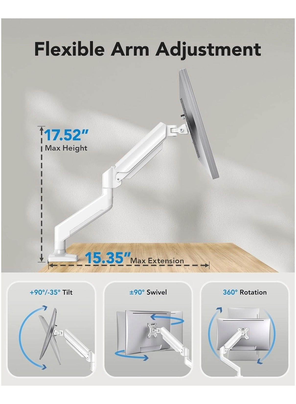 Single Arm Stand - 17 to 30 Inch VESA 75x75mm 100x100mm