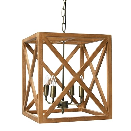 DA4433 Square Wood and Metal Chandelier