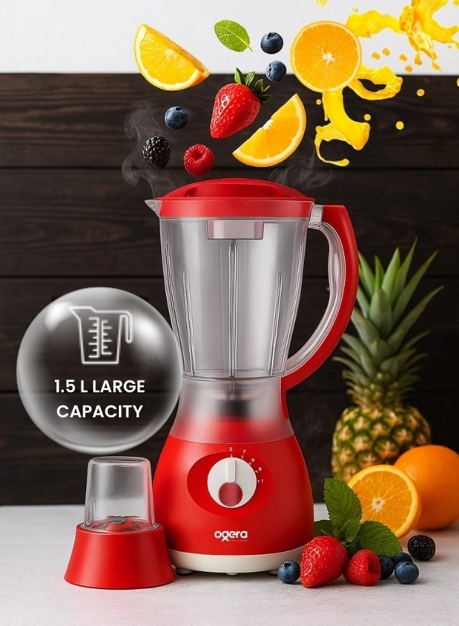 2-in-1 Electric Blender - 4 Speed Control with Pulse Function Grinder Jar Included