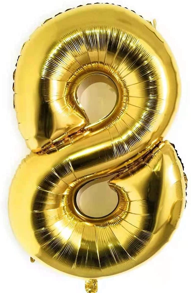 Number 8 Foil Balloon - 9 8th Birthday