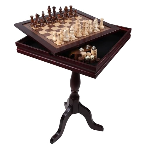 3-in-1 Chess Checkers Backgammon Table - Wood