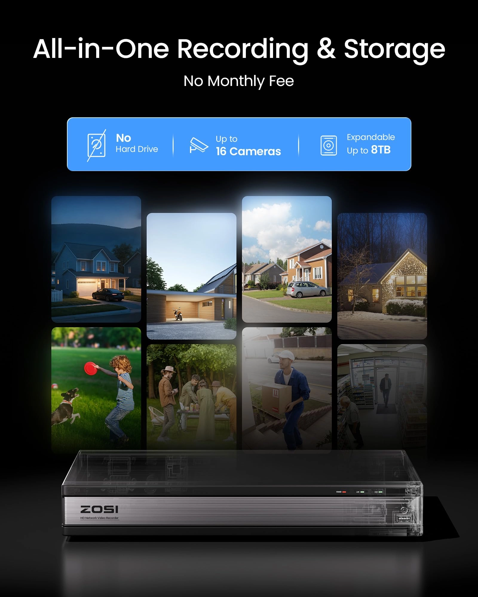 H.265+ 16 Channel Security Camera System - 8 1080p