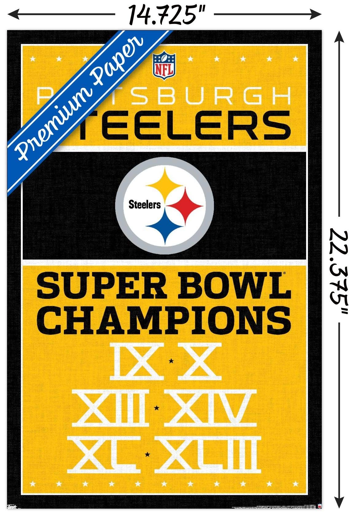 NFL Pittsburgh Steelers - Champions 13 Wall Poster + Poster Mount - Paper 86.4L x 56.8W cm