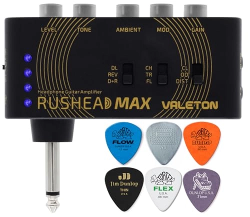 Rushead Max - USB Portable Headphone Amp + Deluxe Pick Pack - 6 picks