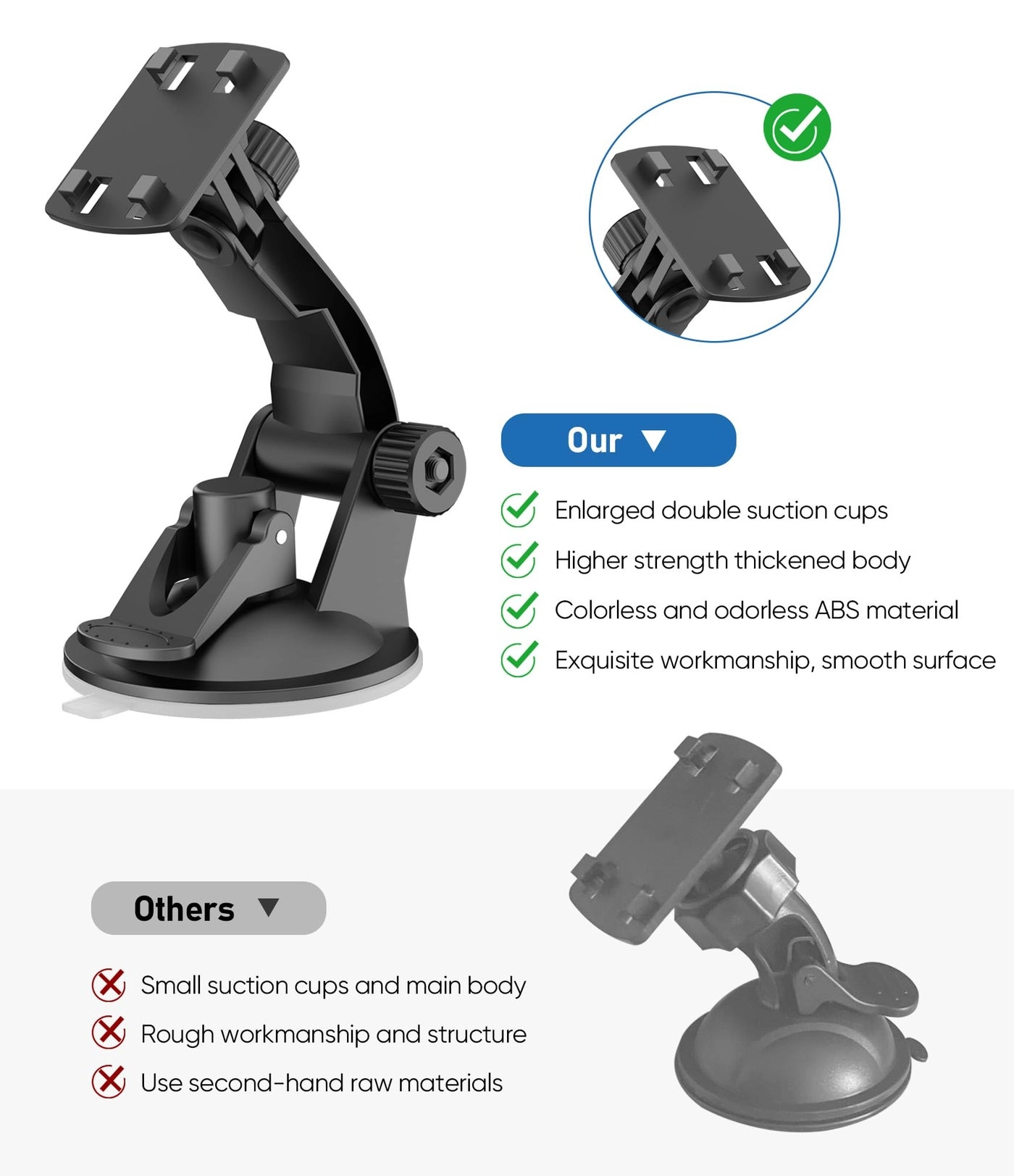 Windshield Mount - 4.3 Inch Suction Cup Bracket