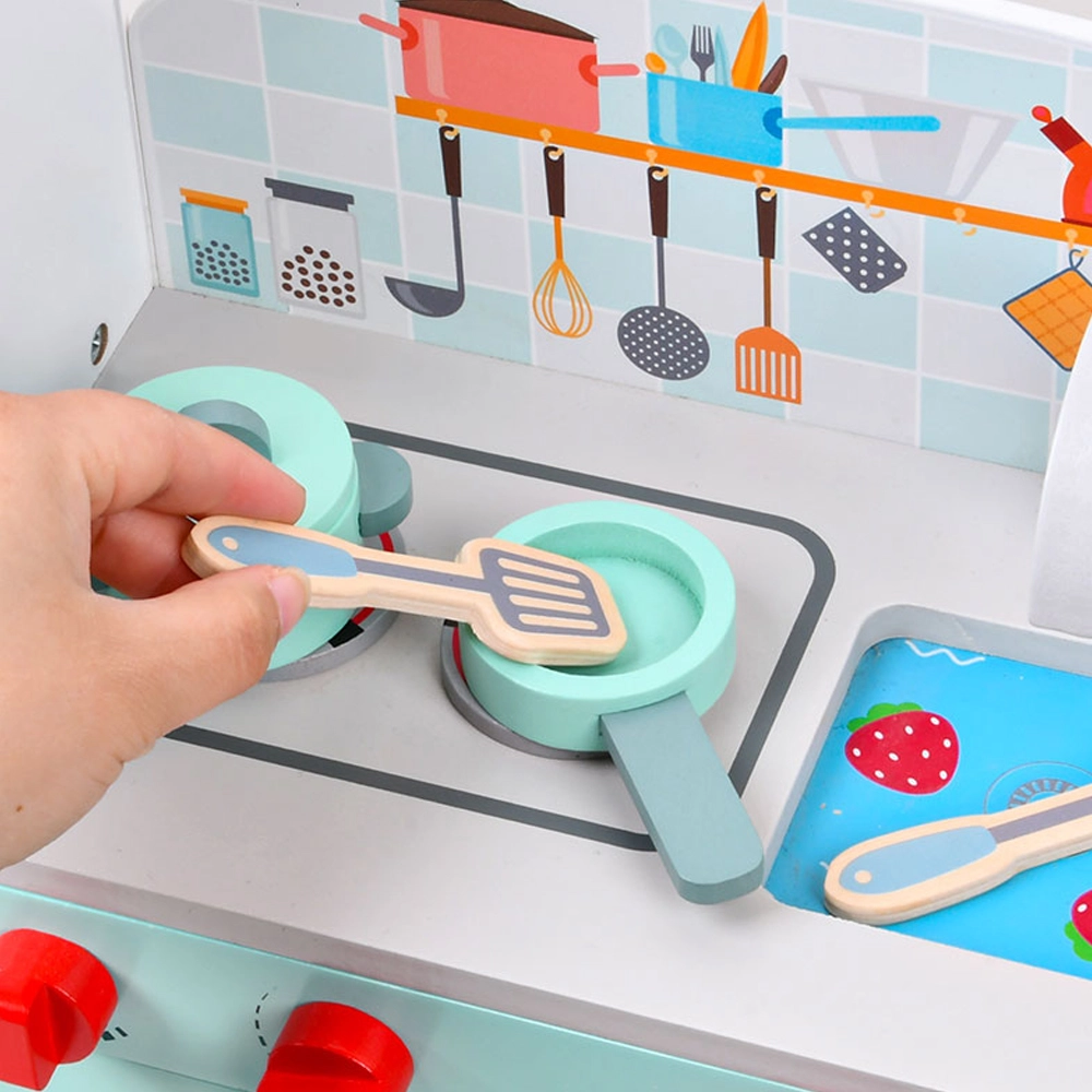 Wooden Pretend Play Kitchen - 8 pcs (4092083-LS_KPS_GY)