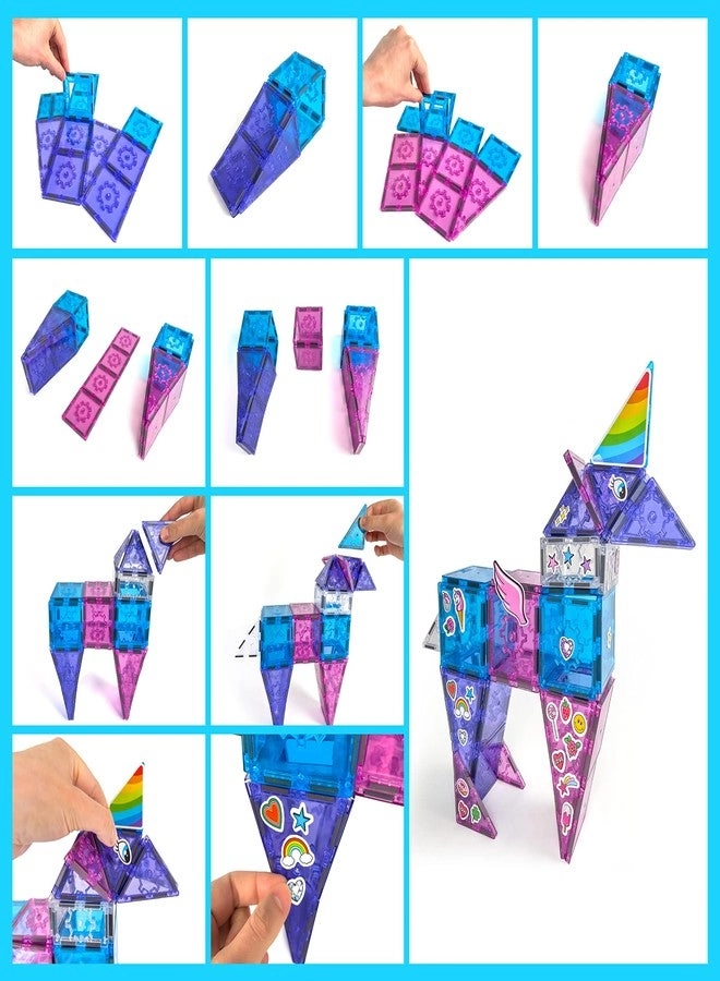 Ultimate Unicorn Magnetic Tiles Building Set - Includes Storage Bag