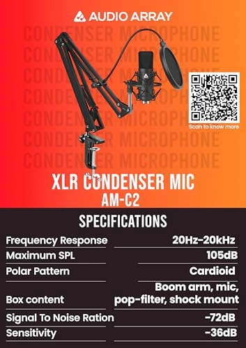 AM-C2 XLR Microphone - Condenser Kit Pro MAX Boom Arm