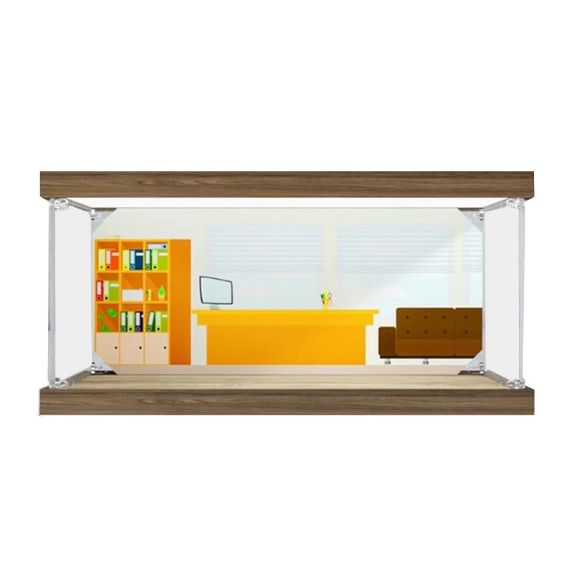 HCAEIOFJ Display Case for Lego Ideas 21336 - 35x30x15cm Wood Bottom+top Light