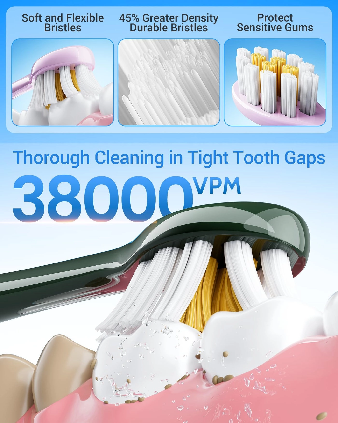 Electric Toothbrush - 2 Pack 6 Modes + Replacement Toothbrush Heads - 12