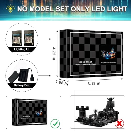 LED Light Kit for LEGO 21246 Minecraft The Deep Dark Battle - Plastic less than 5v